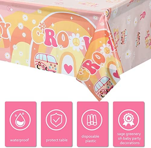 6 Pcs Groovy Retro Daisy Flower Tablecloths for Parties