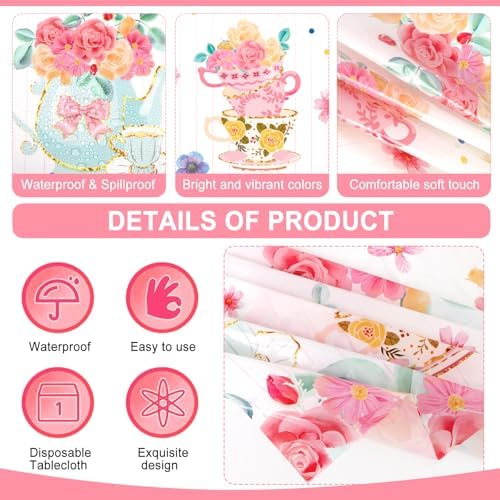 PHOGARY 2 Piece Floral Tablecloth for Party Decor
