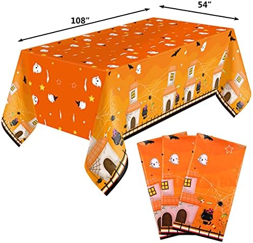 Fancy Land Halloween Tablecloths 3 Pack Disposable Plastic Party Decorations