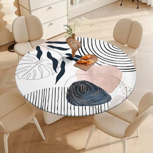 Outdoor Fitted Round Tablecloth with Elastic Edge