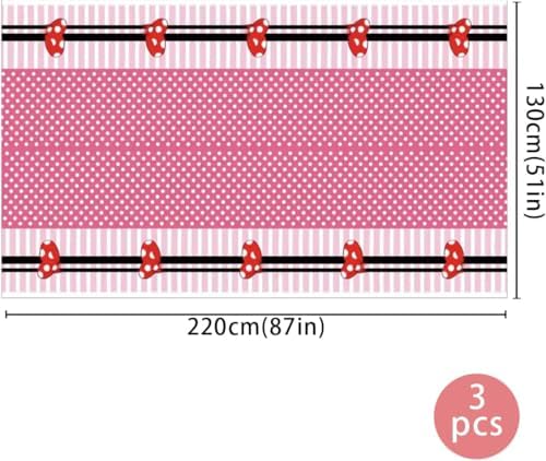 3pc Pink Mouse Tablecloth for Birthday Party Decorations
