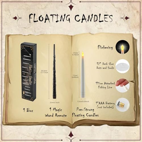 JOSU Floating Candles with Wand Remote 12 Pcs Halloween Decorations