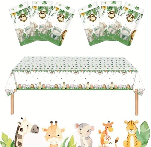 Jungle Safari Tablecloths Animal Print Table Cover 2 4 6 Pieces