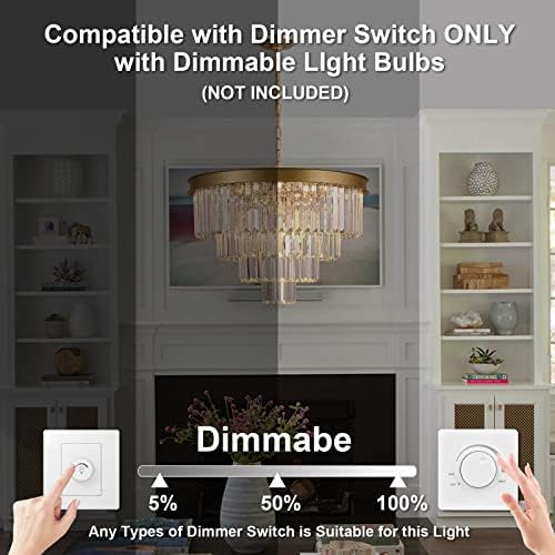 Modern Crystal Chandelier Gold 24 Inch Round Lighting Fixture