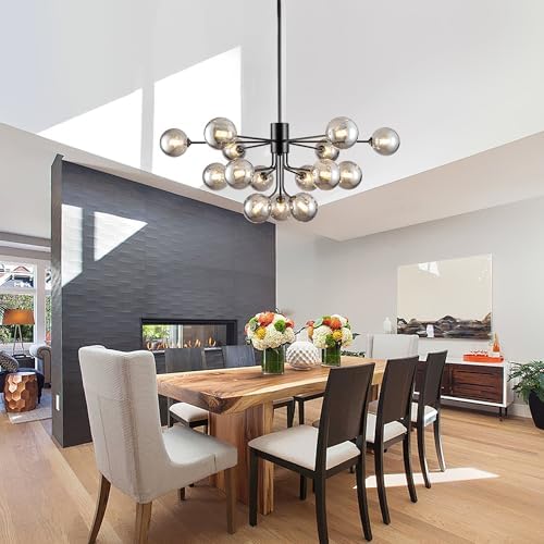15 Light Sputnik Chandelier Black Modern Ceiling Light Fixture