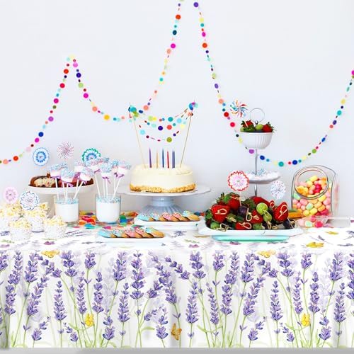 2PCS Lavender Tablecloth with Butterfly Design