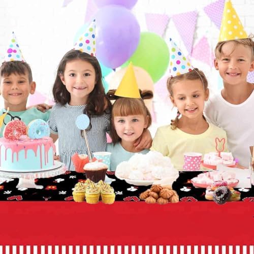 3pcs Cartoon Mouse Party Tablecloths Black Red 86x52in