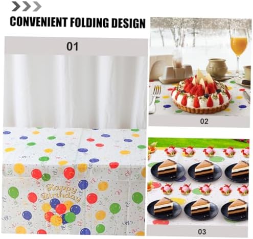 Garneck 2pcs Plastic Birthday Tablecloth with Cartoon Balloon Print