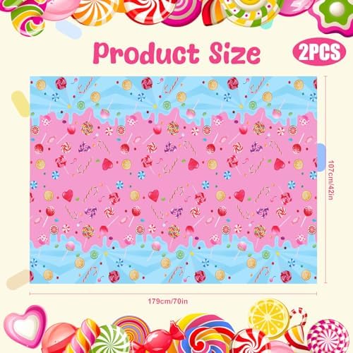2Pcs Candyland Plastic Tablecloths for Parties