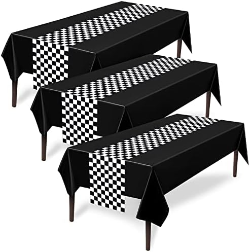Tallew 6 Pcs Checkered Car Party Supplies Tablecloth Set