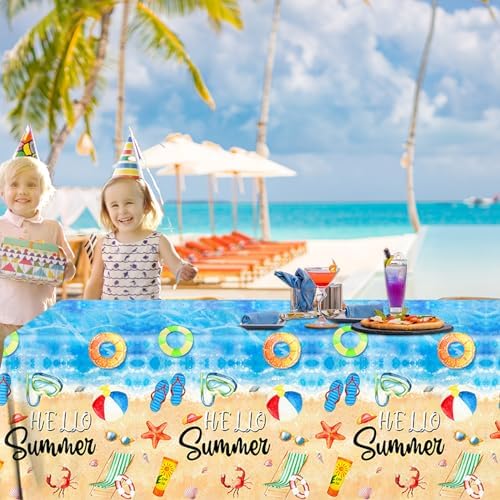 GREHUMOR 3pcs Hawaiian Summer Tablecloths for Beach Parties