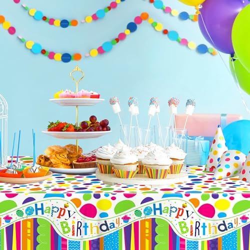 2Pcs Colorful Birthday Plastic Table Covers