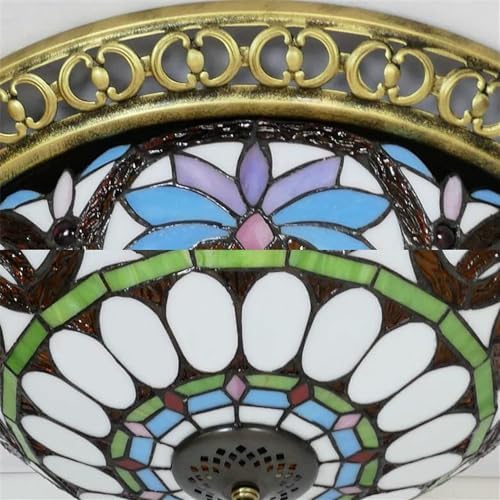 Baroque Stained Glass Ceiling Light 3 Lights Decorative Fixture