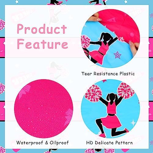 JOYMEMO 3 Pack Cheerleading Tablecloths Hot Pink Blue