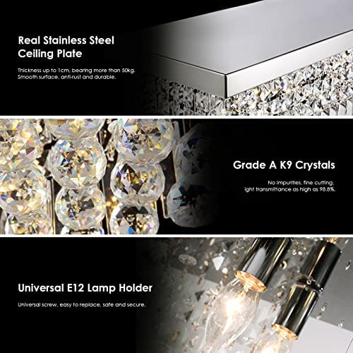 Siljoy Modern Crystal Chandelier 8-Light Flush Mount
