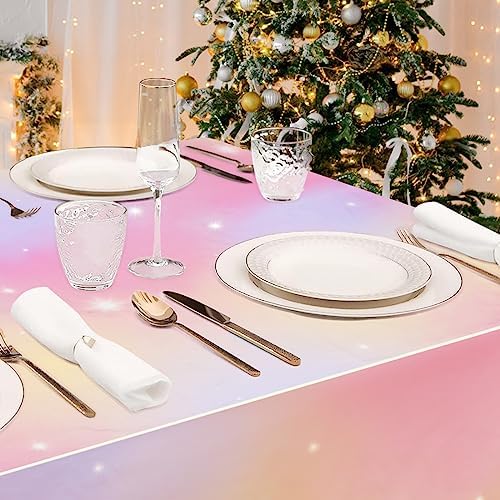 Geanlian Rainbow Tablecloth 2 PCS Decor for Birthday Party