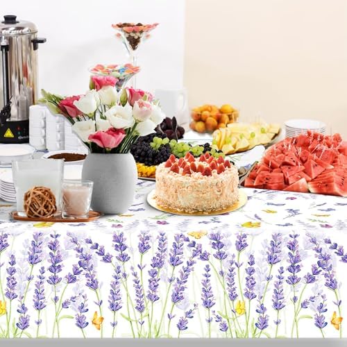 2PCS Lavender Tablecloth with Butterfly Design