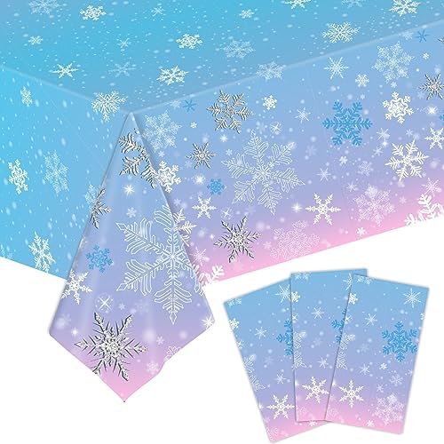 PHOGARY 3 Piece Christmas Snowflake Tablecloth Set