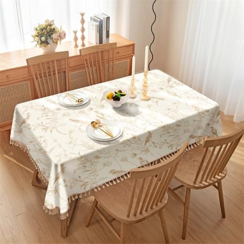 Kids Tablecloths 87x55 Inch Floral Tassels Waterproof Oilproof
