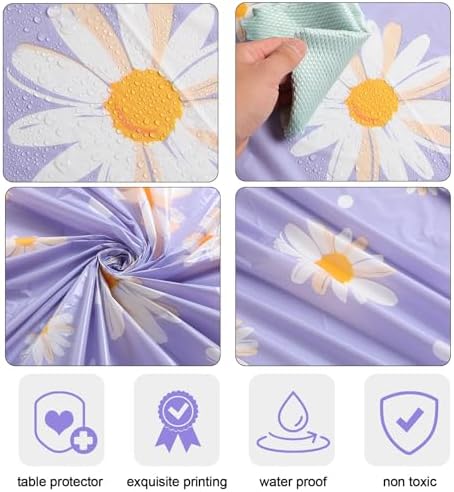 Oudain 6 Pcs Daisy Tablecloths 84 Inch Boho Floral Table Covers