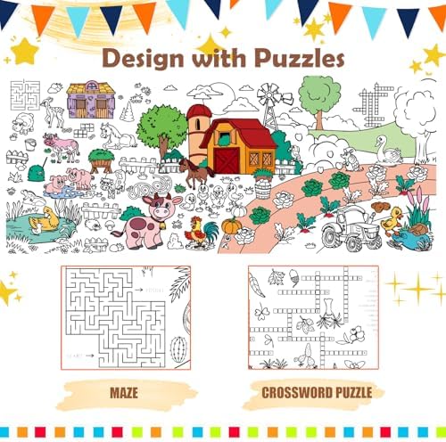 Varacl Farm Animals Coloring Tablecloth 30 x 72