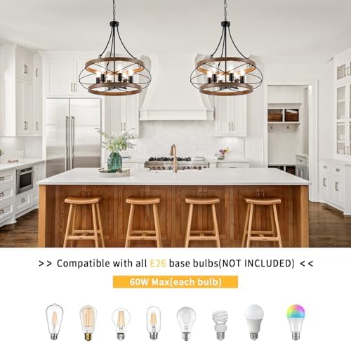 6 Light Farmhouse Chandelier 2362 Inch Rustic Drum Pendant Lighting