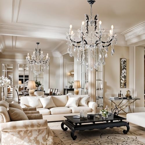 Modern Black Crystal Chandelier with 8 Lights