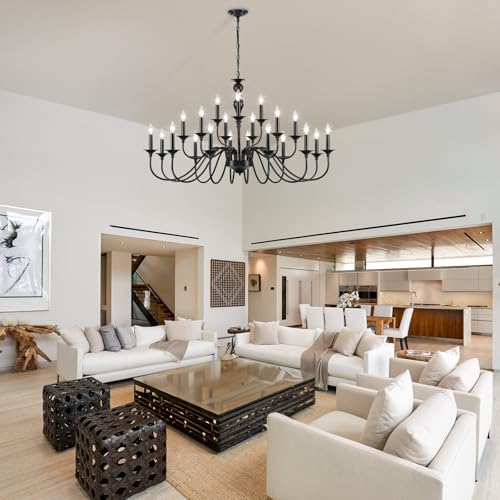 Black 21 Light Farmhouse Chandelier for Dining Room
