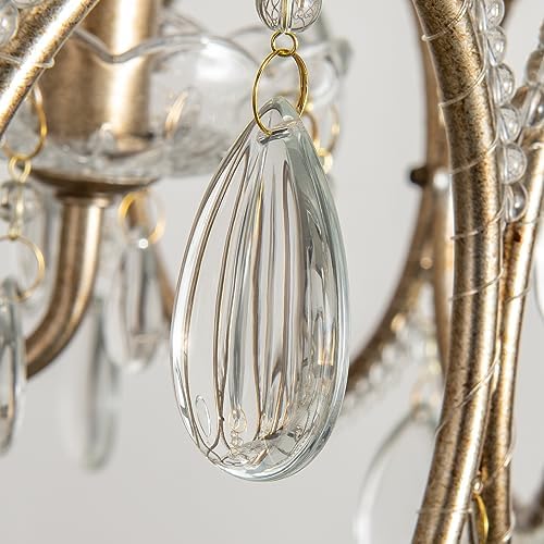 Antique Silver Crystal Chandelier with 5 Lights
