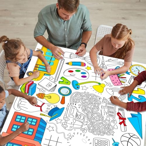 Giant Back to School Coloring Table Cloth 71x30in