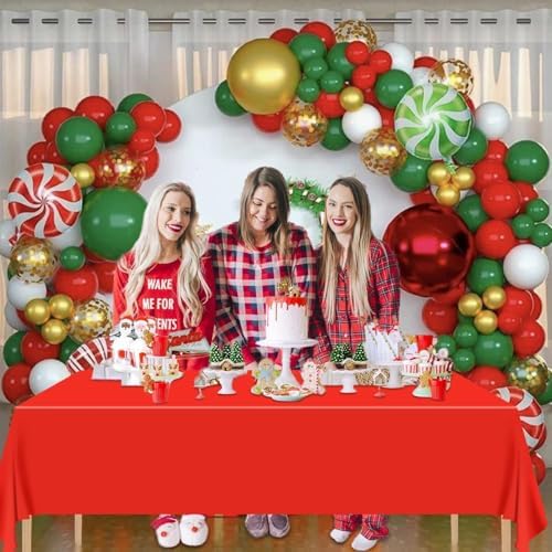 3 Pcs Christmas Tablecloths - Red Green Yellow