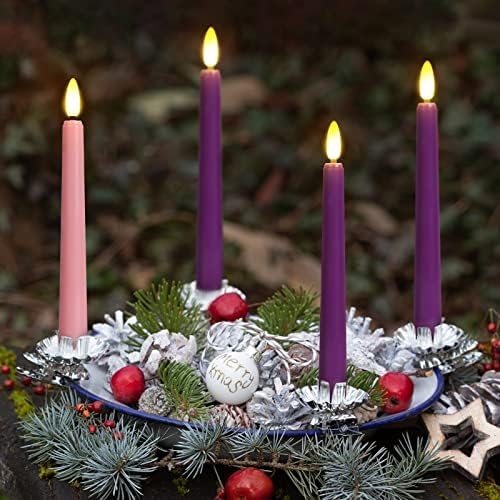 79 Inch Flameless Advent Candles Set of 4 3 Purple 1 Pink
