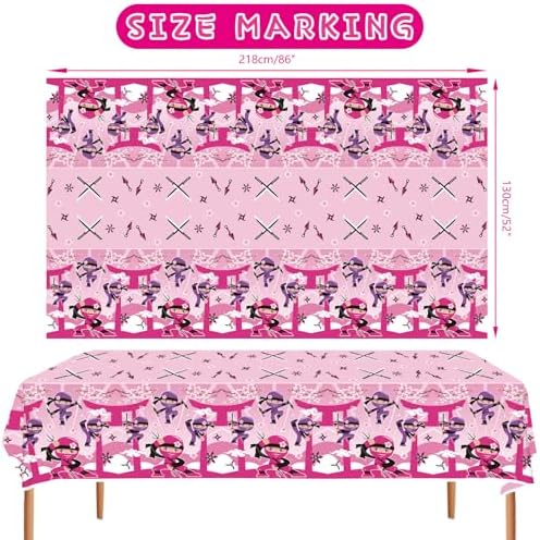 4 Pack Ninja Girl Party Tablecloth - 51 x 86 Inches