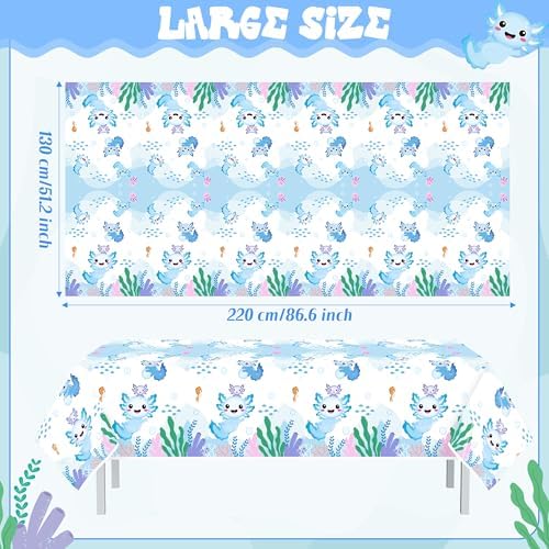 6 Pack Blue Cartoon Axolotl Table Covers for Parties