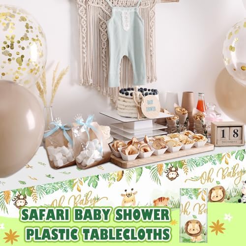 6 Pcs Safari Baby Shower Tablecloths Jungle Animals Decorations