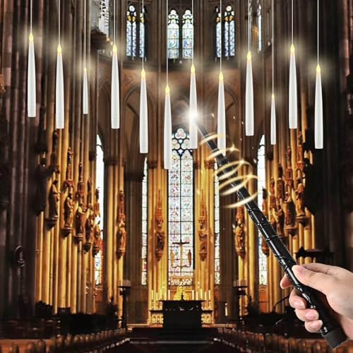 JOSU Floating Candles with Wand Remote 12 Pcs Halloween Decorations