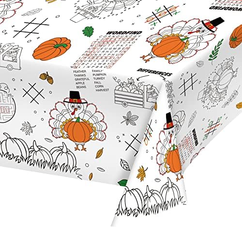 Gatherfun Disposable Thanksgiving Tablecloth with Turkey Design