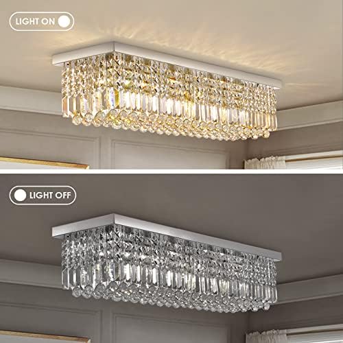 Siljoy Modern Crystal Chandelier 8-Light Flush Mount