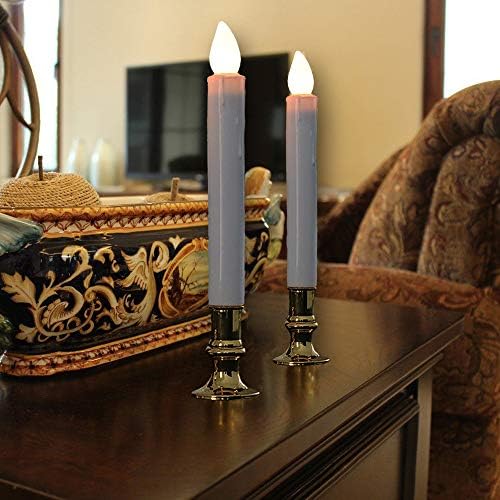 Wondise White Flameless Taper Candles with Remote and Timer Set of 8