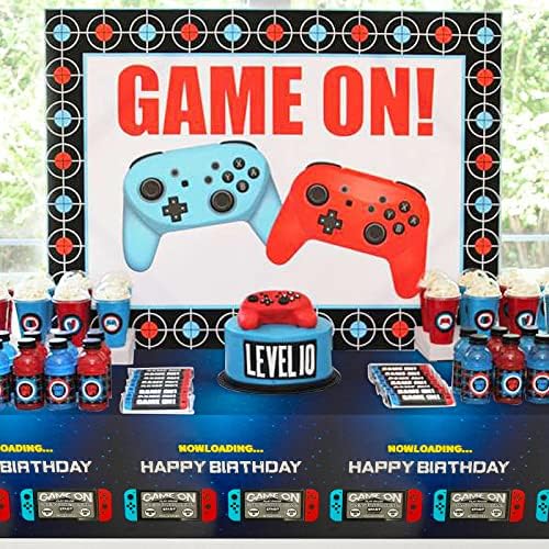PHOGARY 3 Pack Video Game Tablecloths Blue Gamer Birthday Decorations