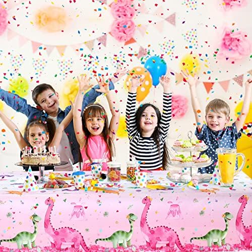 Irenare 3 Piece Pink Dinosaur Tablecloths