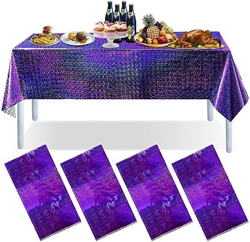 BOMSI Iridescent Laser Table Cover Purple 4PCS