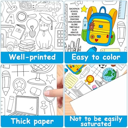 Giant Back to School Coloring Table Cloth 71x30in