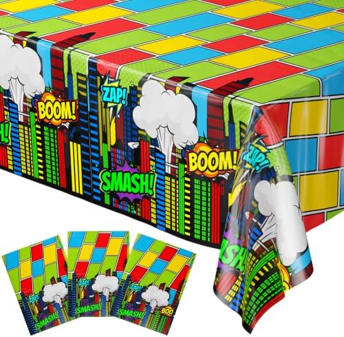 Blue Orchards Comic Superhero Table Covers Pack of 3 108x54 XL