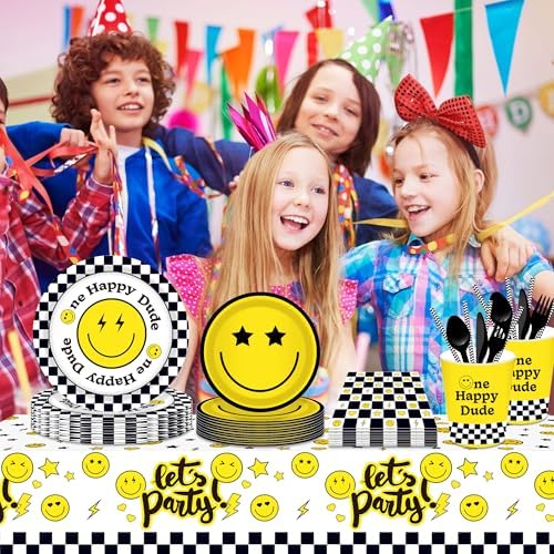 2 Pcs One Happy Dude Tablecloths Birthday Party Decor