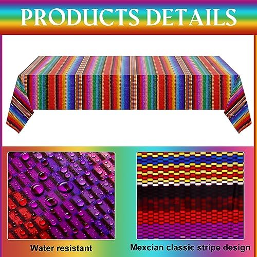 Buryeah 12 Pcs Mexican Fiesta Tablecloths 54x108 Inch Waterproof Disposable Party Covers