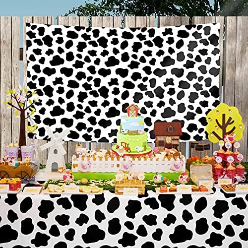 PHOGARY Cow Print Party Tablecloth 3pcs Farm Animal Theme