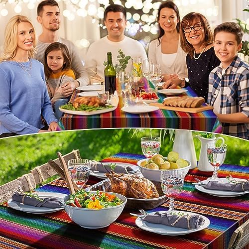 Buryeah 12 Pcs Mexican Fiesta Tablecloths 54x108 Inch Waterproof Disposable Party Covers