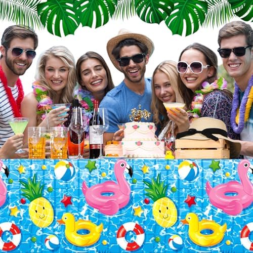 Thyle 6 Pcs Pool Party Tablecloth for Summer Beach