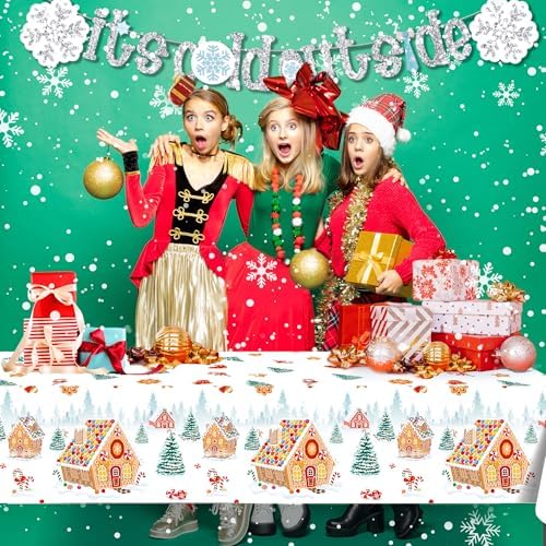 Lide Road 2 Pcs Gingerbread House Tablecloths